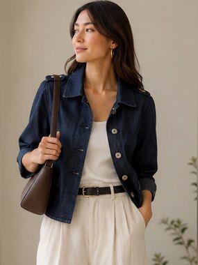 White House Black Market Dark Blue Denim Jacket